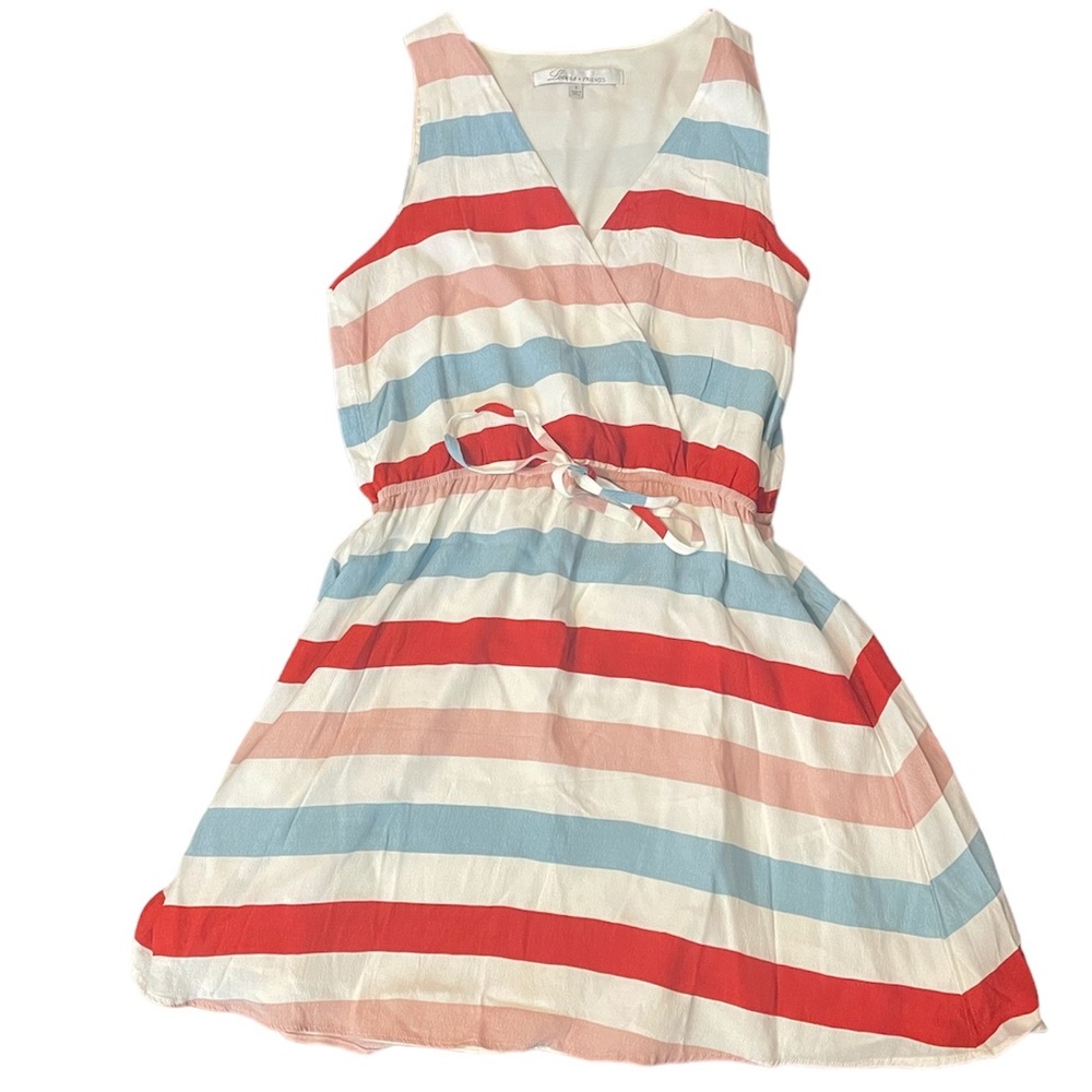 Lovers + Friends patriotic red white blue striped faux wrap dress small - Picture 8 of 8